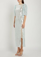 Roberta Einer Drama Sequin-embellished Stretch-mesh Maxi Dress Silver