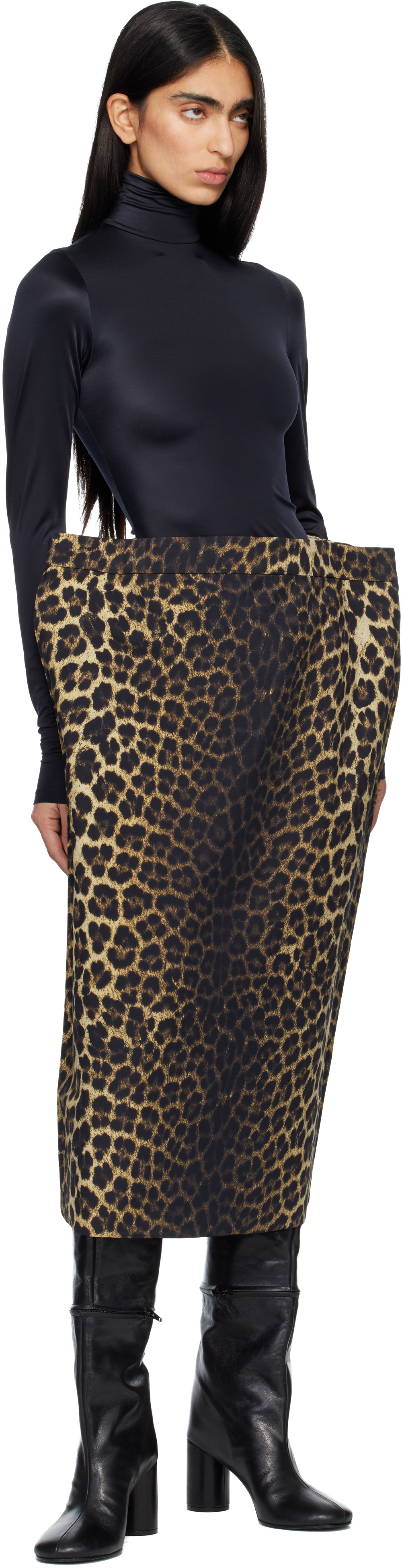 MARIE ADAM-LEENAERDT Black & Beige Rectangle Midi Skirt