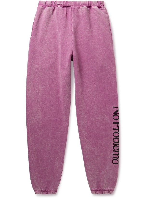 Photo: Aries - No Problemo Tapered Acid-Washed Cotton-Jersey Sweatpants - Pink