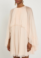 Chloe Ruffled Cape-effect Silk Mini Dress Light Pink