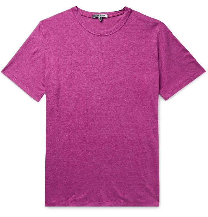 Photo: Isabel Marant - Leon Slub Linen T-Shirt - Purple