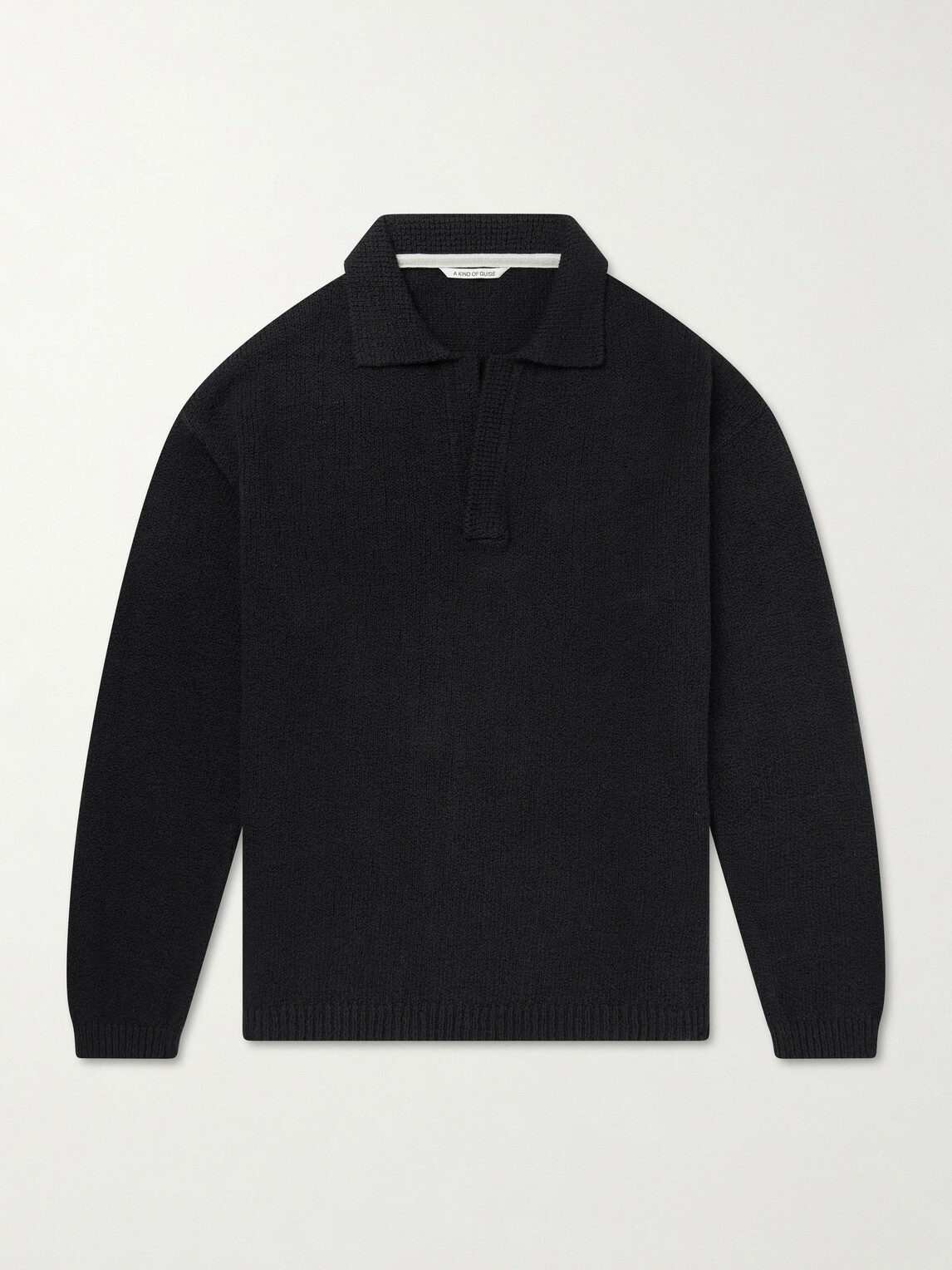 A Kind Of Guise - Marabou Knitted Organic Cotton Polo Shirt - Black