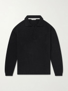 A Kind Of Guise - Marabou Knitted Organic Cotton Polo Shirt - Black