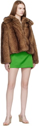 Sandy Liang Brown Kensington Faux-Fur Jacket