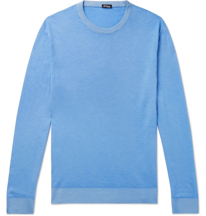 Photo: Kiton - Slim-Fit Cashmere and Silk-Blend Sweater - Blue