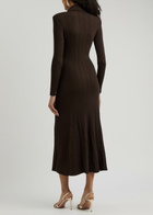 Self-portrait Ribbed-knit Maxi Dress Brown