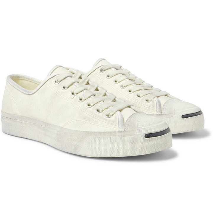 Photo: Converse - Jack Purcell OX Distressed Suede-Trimmed Canvas Sneakers - White