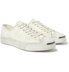 Converse - Jack Purcell OX Distressed Suede-Trimmed Canvas Sneakers - White