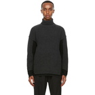 Isabel Benenato Grey and Black Dual Stitch Turtleneck