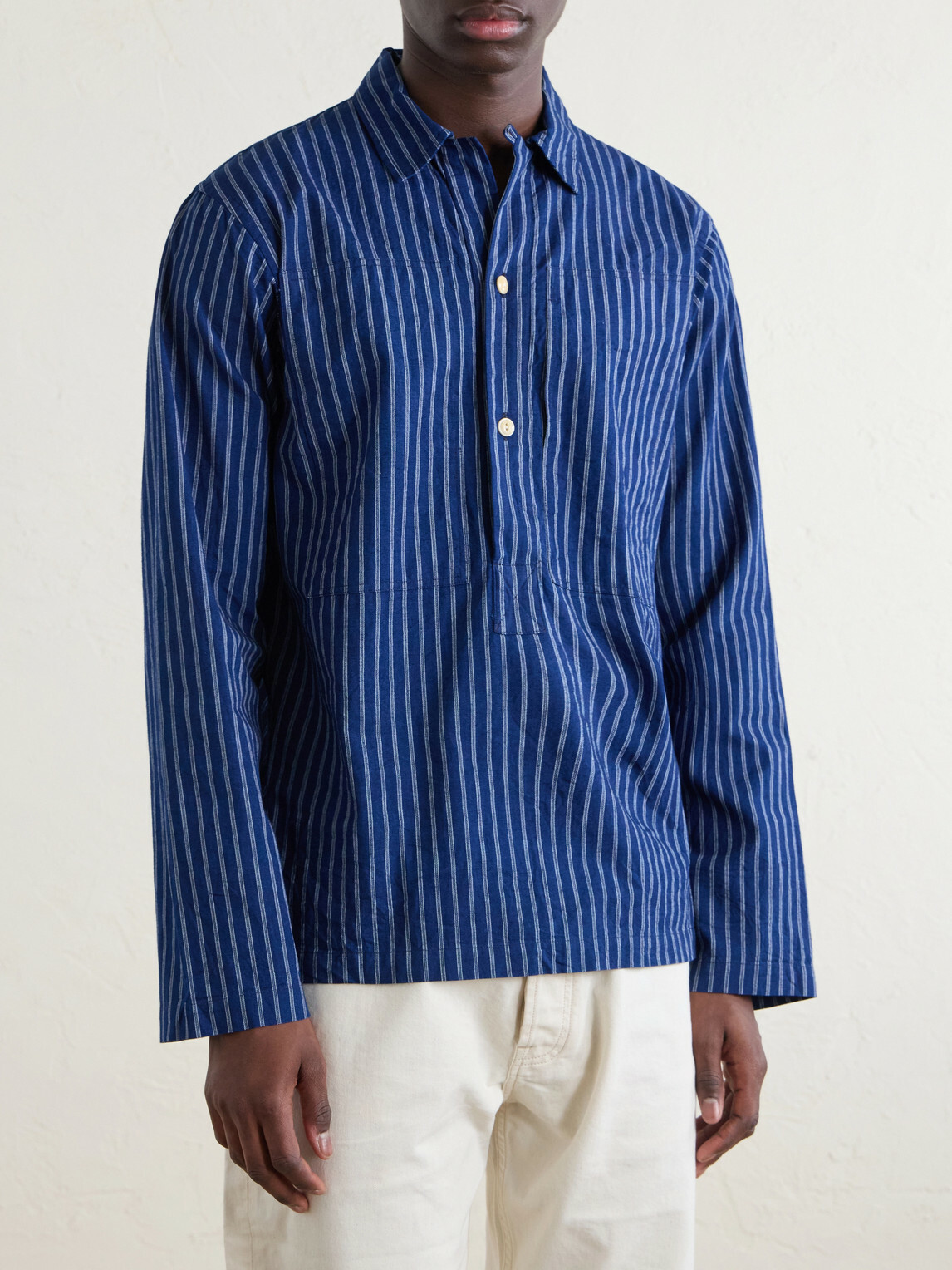 Drake's - Striped Cotton Polo Shirt - Blue