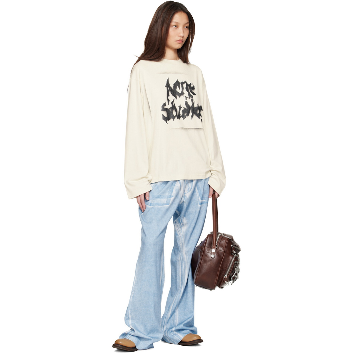 Acne Studios Blue Casual Printed Trousers