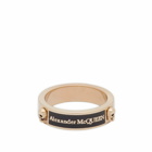 Alexander McQueen Men's Enamel Logo Skull Ring in Black