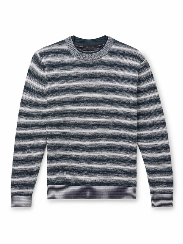 Photo: Loro Piana - Slim-Fit Space-Dyed Cotton and Silk-Blend Sweater - Blue