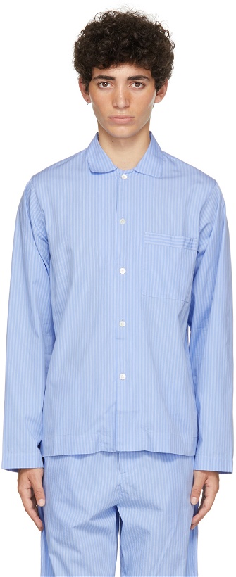 Photo: Tekla Blue & White Poplin Striped Pyjama Shirt