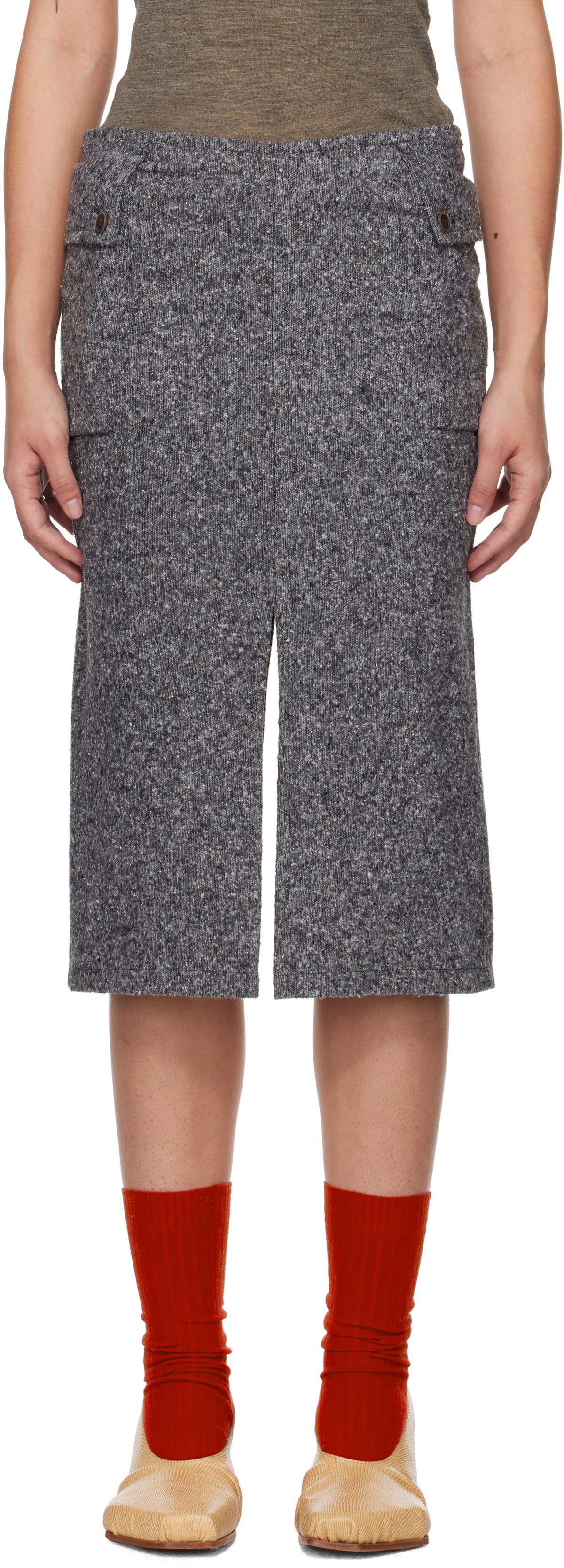 Gray Officina Midi Skirt by Magliano on Sale