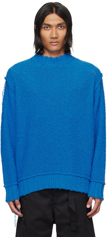 Photo: sacai Blue Loose Thread Sweater