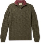 Purdey - Linton Cable-Knit Cashmere Half-Zip Sweater - Green