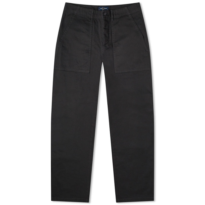 Photo: Fred Perry Men's Herringbone Utility Trousers in Anchor Grey