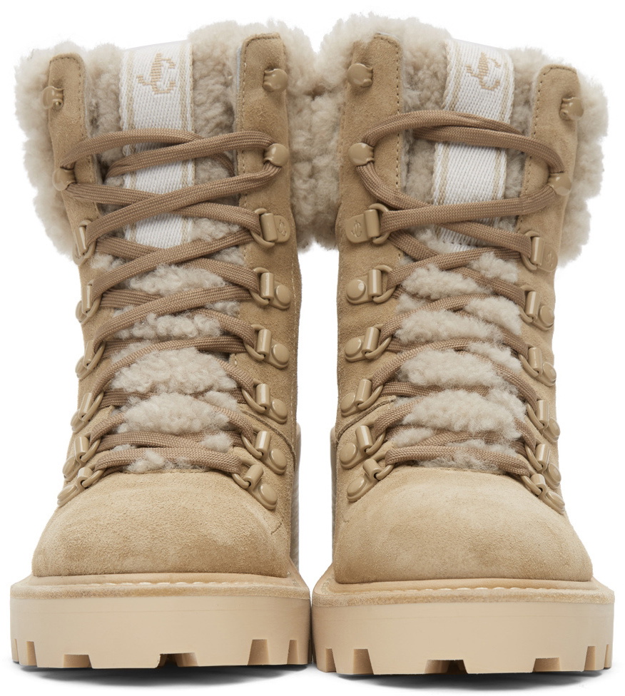 Jimmy Choo Beige Shearling Eshe 65 Hiking Boots Jimmy Choo