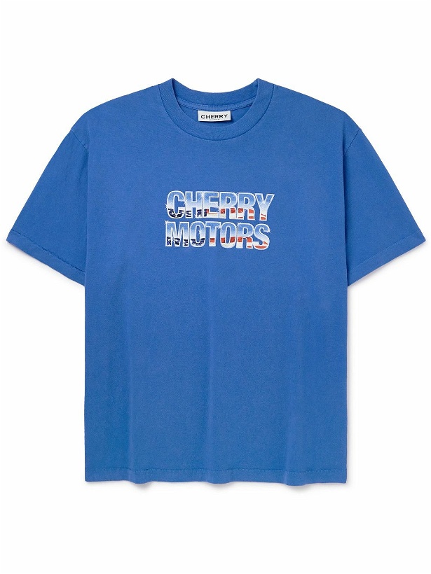 Photo: Cherry Los Angeles - Logo-Print Cotton-Jersey T-Shirt - Blue