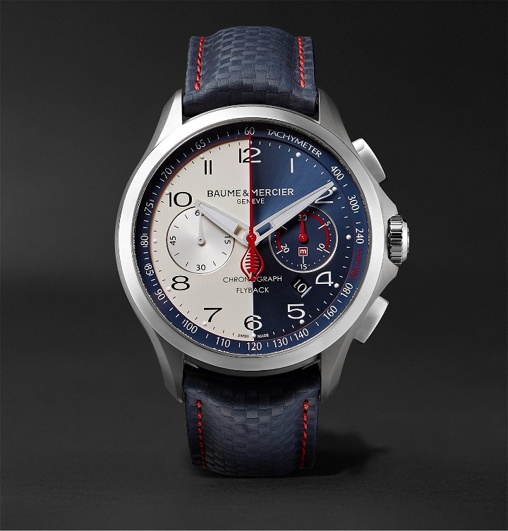 Photo: Baume & Mercier - Limited Edition Clifton Club Shelby Cobra Automatic 44mm Stainless Steel and Leather Watch, Ref. No. 10344 - Blue