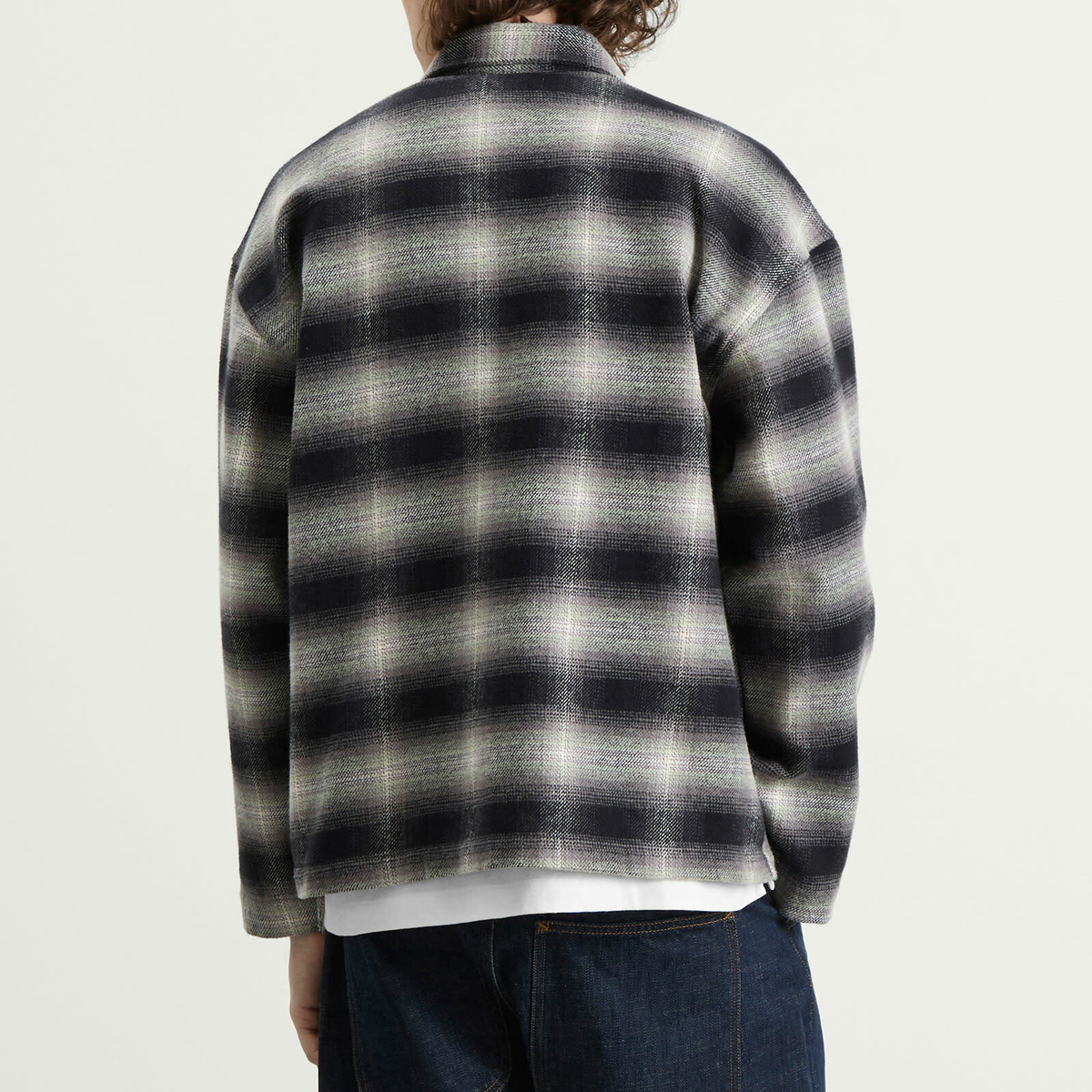 YMC Men's PJ Check Flannel Overshirt in Black/Olive