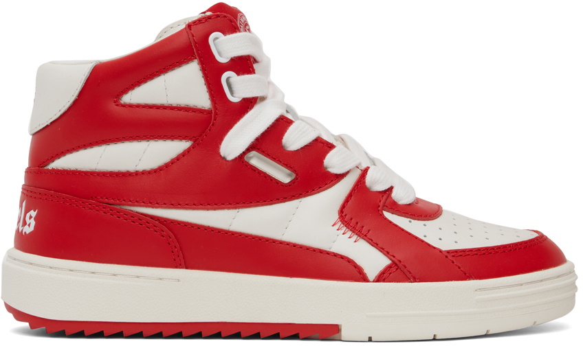 ビビットな赤☆【palm angels】university high top sneaker Palm Angels University High-Top Leather Sneakers in Red for