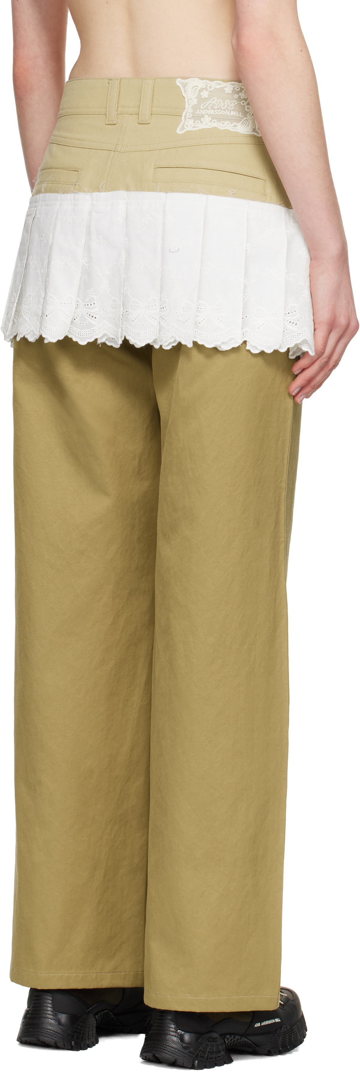 Andersson Bell Beige & White Lace Pleats Skirt Trousers