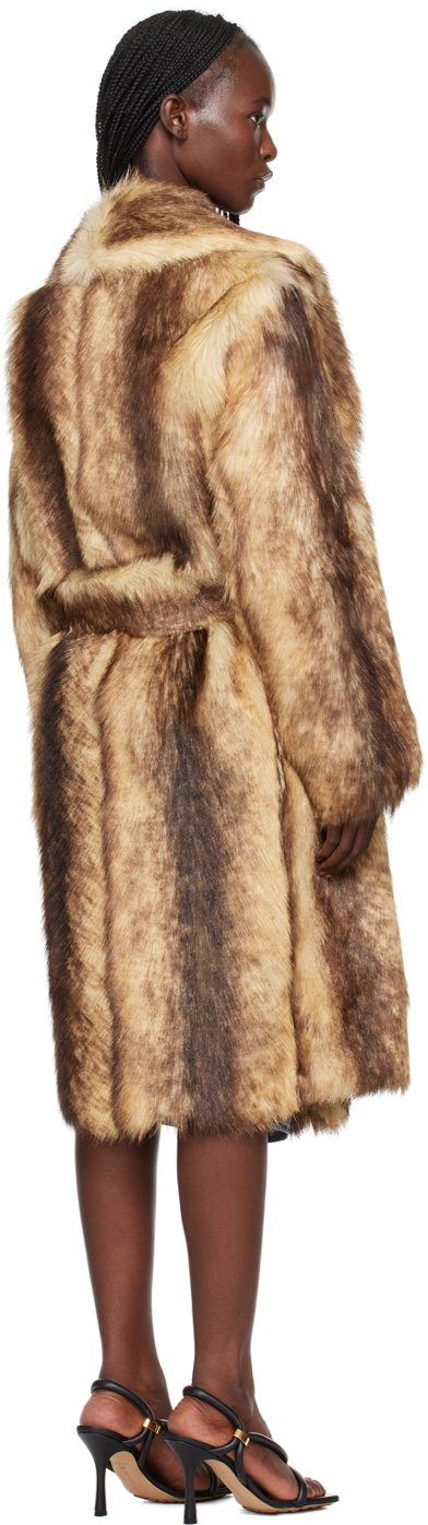 Bottega Veneta Beige Printed Faux-Fur Coat