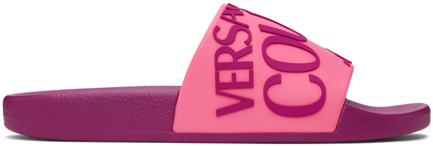 ★Versace★Logo Shelly Slide★大人気★ Versace Jeans Couture Pink Shelly Slides Versace