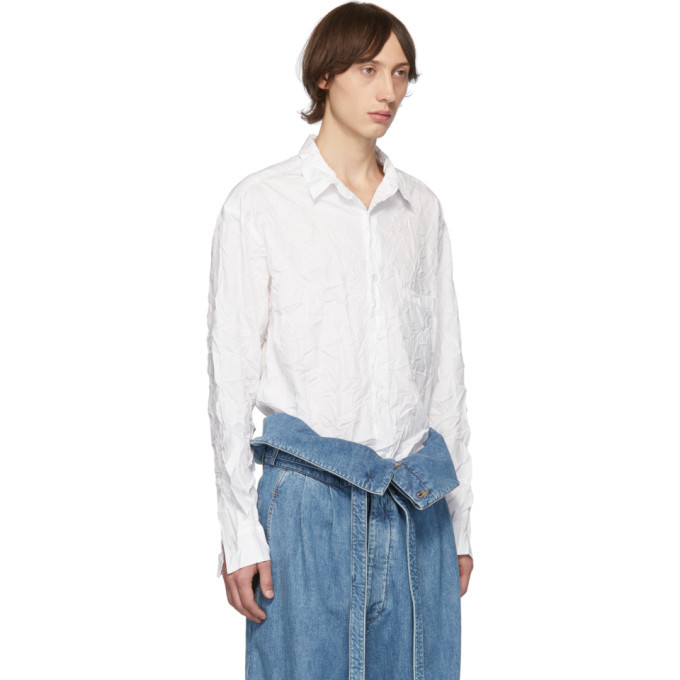 Yohji Yamamoto White Wrinkled Shirt Yohji Yamamoto