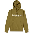 Balmain Men's Classic Paris Popover Hoody in Khaki/Off-White