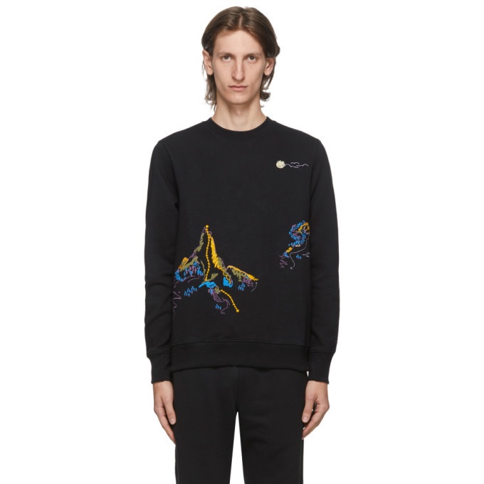 Photo: PS by Paul Smith Black Embroidered Mountain Sketch Sweatshirt