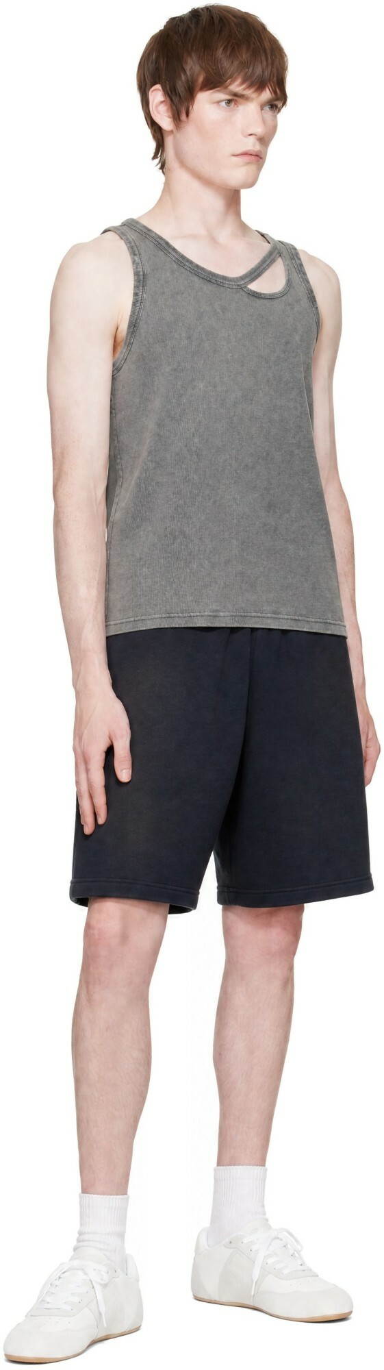 LGN Louis Gabriel Nouchi Gray Asymmetrical Cutout Tank Top