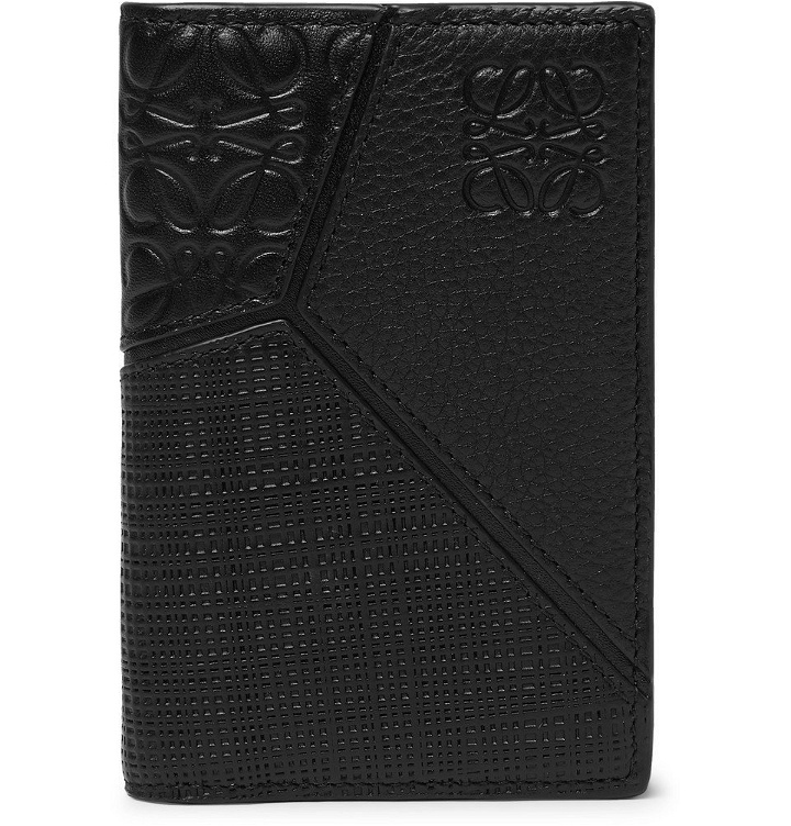 Photo: Loewe - Puzzle Logo-Embossed Leather Bifold Cardholder - Black