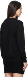 Moschino Black Intarsia Heart Safety Pin Sweater