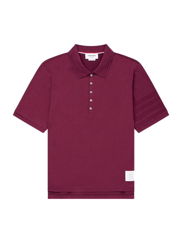 Photo: Thom Browne - Cotton-Jersey Polo Shirt - Burgundy