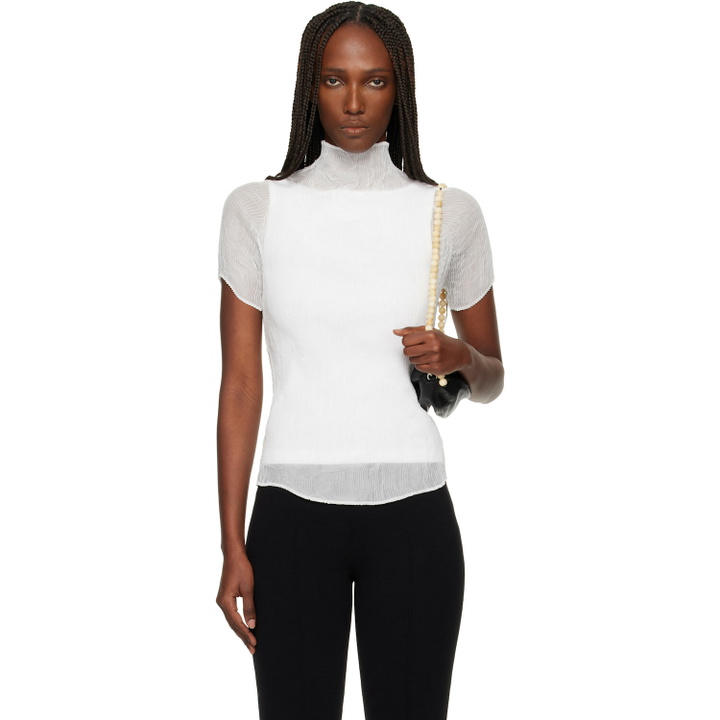 Photo: ISSEY MIYAKE White Chiffon Twist T-shirt