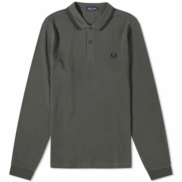 Photo: Fred Perry Men's Long Sleeve Twin Tipped Polo Shirt in Field Green