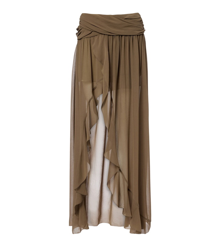 Photo: Jacques Wei Asymmetric draped maxi skirt