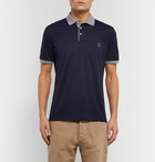 Brunello Cucinelli - Slim-Fit Contrast-Tipped Cotton-Jersey Polo Shirt - Blue