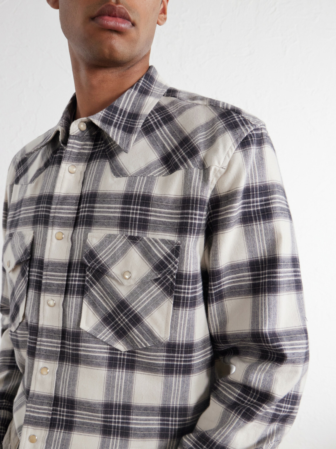 Nili Lotan - Travis Checked Cotton-Flannel Shirt - Gray