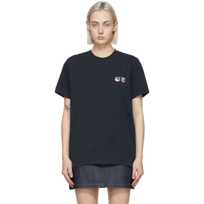 Maison Kitsune Black Double Fox Head T-Shirt Maison Kitsune