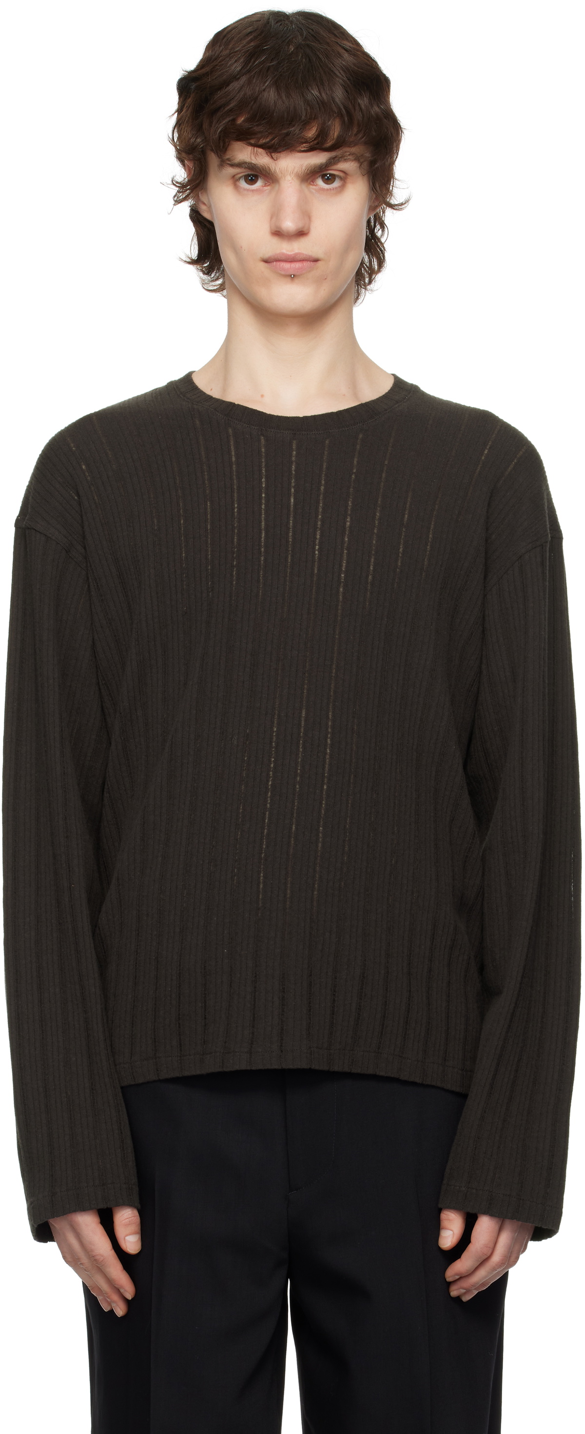 mfpen Brown LS Round Neck Sweater mfpen