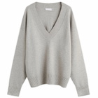Good American Women's Knit Deep V Knit Sweater in Melange Grey