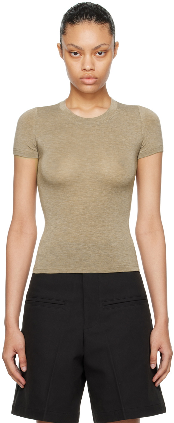 Fax Copy Express Khaki Crewneck T-Shirt Fax Copy Express