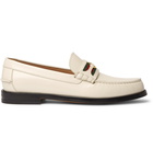 GUCCI - Kaveh Webbing-Trimmed Leather Loafers - White