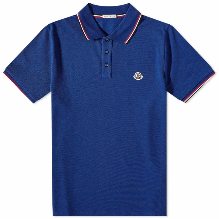 Photo: Moncler Men's Classic Logo Polo Shirt in Blue