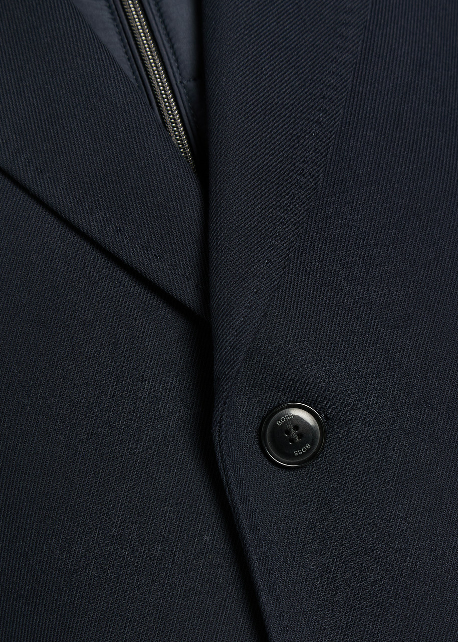 Boss Layered Cotton-blend Coat Navy