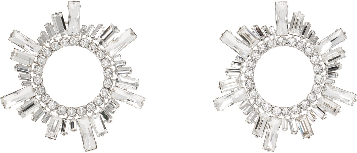 Amina Muaddi Silver Begum Earrings